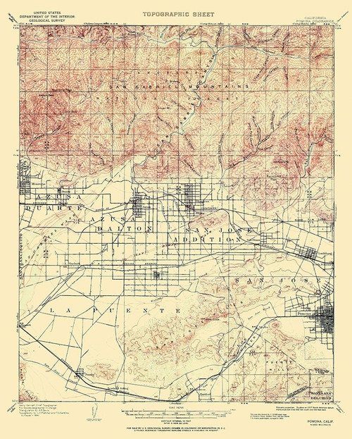 Pomona California Quad - USGS 1953 Poster Print by USGS USGS # CAPO0003