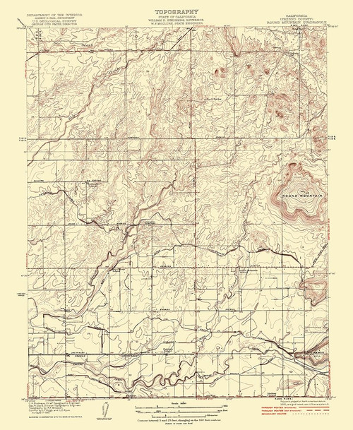Mt Round California Quad - USGS 1922 Poster Print by USGS USGS # CARO0001