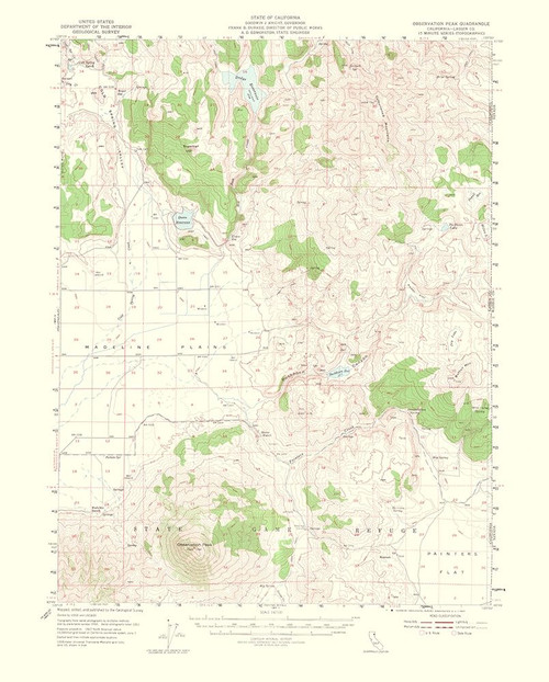 Observation Peak California Quad - USGS 1953 Poster Print by USGS USGS # CAOB0001