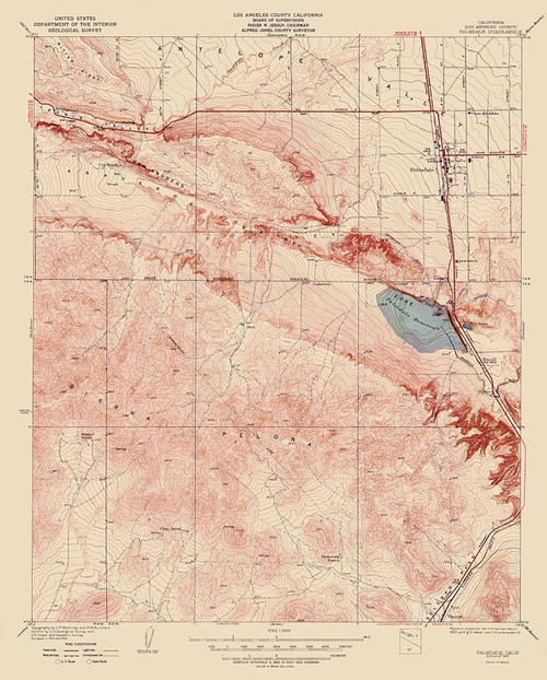 Palmdale California Quad - USGS 1937 Poster Print by USGS USGS # CAPA0010