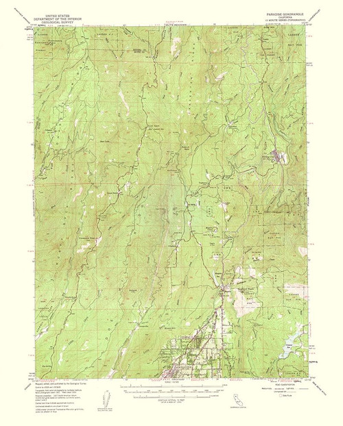 Paradise California Quad - USGS 1961 Poster Print by USGS USGS # CAPA0015