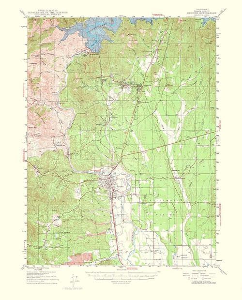 Redding California Quad - USGS 1956 Poster Print by USGS USGS # CARE0005