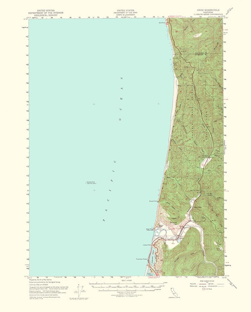 Orick California Quad - USGS 1954 Poster Print by USGS USGS # CAOR0002