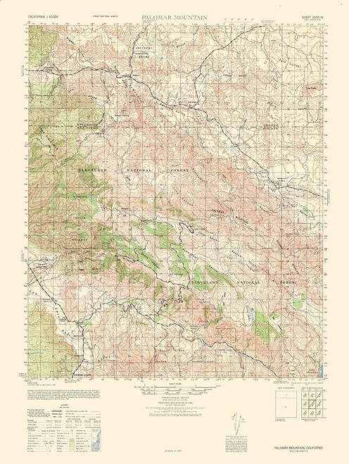 Palomar Mountain Sheet - US Army 1942 Poster Print by US Army US Army # CAPA0016