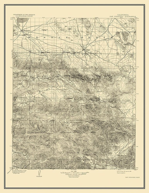 San Gorgonio California Quad - USGS 1902 Poster Print by USGS USGS # CASA0045
