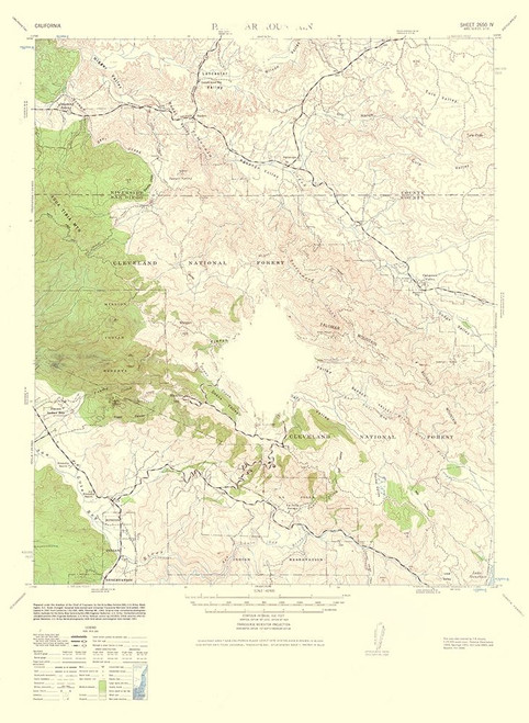 Mt Palomar California Quad - USGS 1962 Poster Print by USGS USGS # CAPA0014