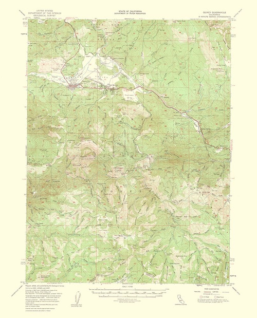 Quincy California Quad - USGS 1956 Poster Print by USGS USGS # CAQU0001