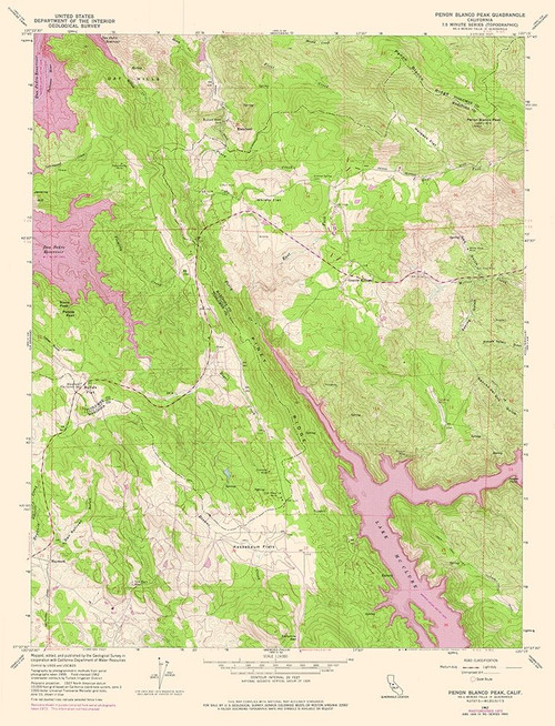 Penon Blanco Peak California Quad - USGS 1962 Poster Print by USGS USGS # CAPB0001