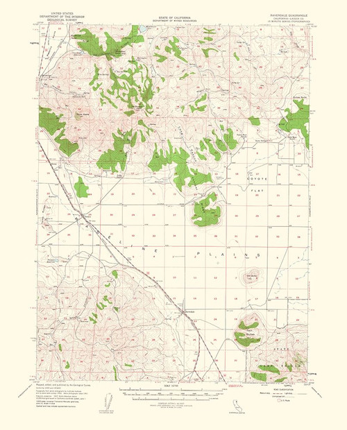 Ravendale California Quad - USGS 1956 Poster Print by USGS USGS # CARA0004