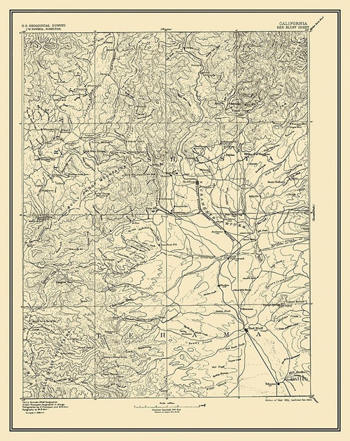 Red Bluff California Sheet - USGS 1894 Poster Print by USGS USGS # CARE0001