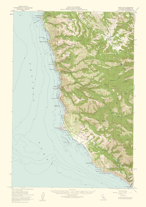 Point Sur California Quad - USGS 1956 Poster Print by USGS USGS # CAPO0007