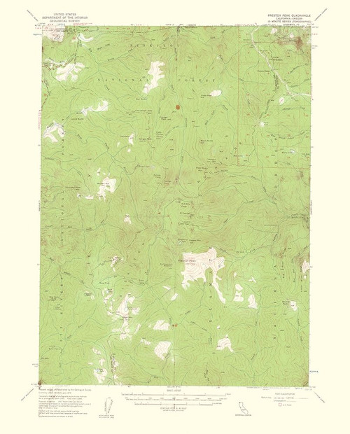 Preston Peak California Quad - USGS 1956 Poster Print by USGS USGS # CAPR0002