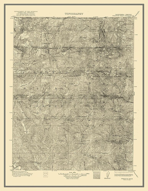 Preston Peak California Quad - USGS 1922 Poster Print by USGS USGS # CAPR0001