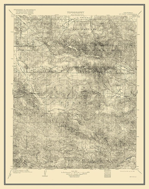 Mt Pinos California Quad - USGS 1903 Poster Print by USGS USGS # CAPI0001