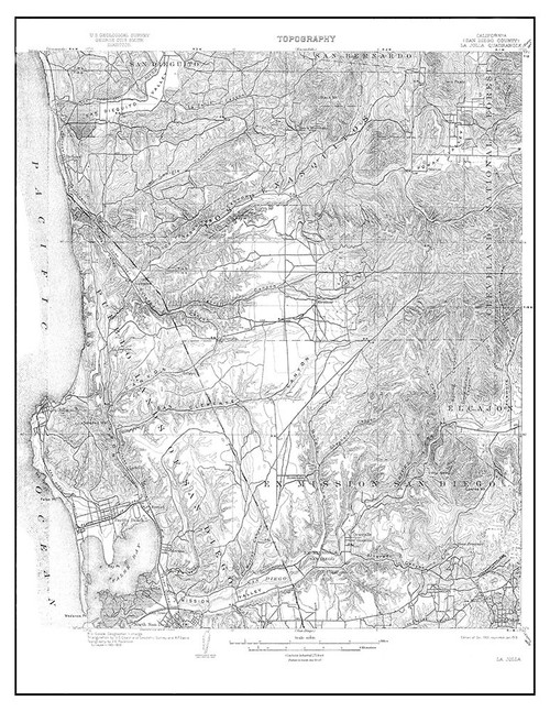 La Jolla California Quad - USGS 1903 Poster Print by USGS USGS # CALA0007