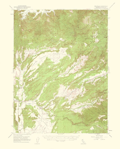 Millville California Quad - USGS 1961 Poster Print by USGS USGS # CAMI0001