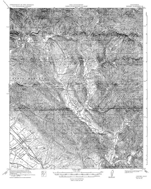 Nipomo California Quad - USGS 1922 Poster Print by USGS USGS # CANI0001