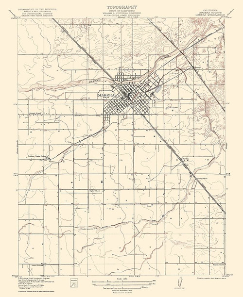 Madera California Quad - USGS 1922 Poster Print by USGS USGS # CAMA0006