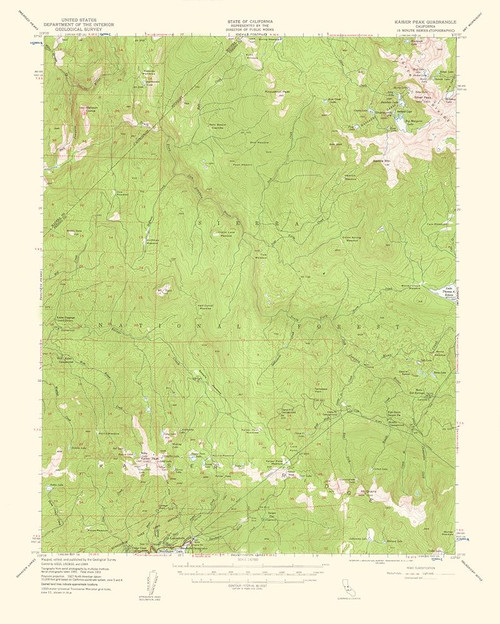 Kaiser Peak California Quad - USGS 1961 Poster Print by USGS USGS # CAKA0002
