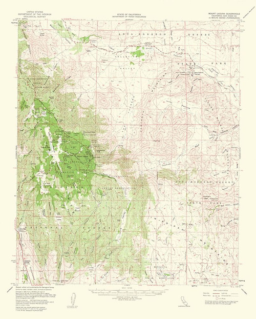 Mt Laguna California Quad - USGS 1953 Poster Print by USGS USGS # CAMO0007