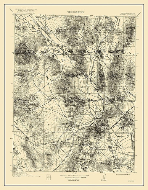 Ivanpah California Nevada Quad - USGS 1912 Poster Print by USGS USGS # CAIV0001