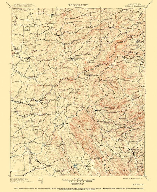 Jackson California Quad - USGS 1902 Poster Print by USGS USGS # CAJA0001