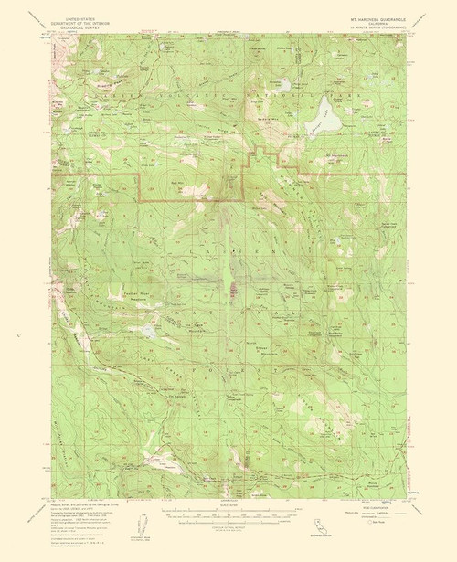 Mt Harkness California Quad - USGS 1953 Poster Print by USGS USGS # CAMT0004