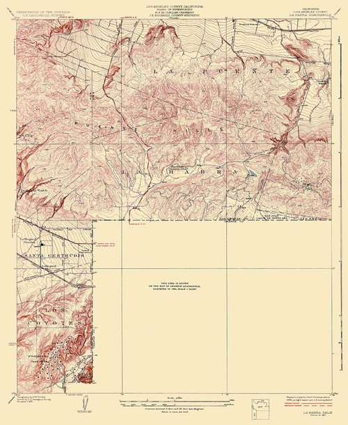 La Habra California Quad - USGS 1927 Poster Print by USGS USGS # CALA0006