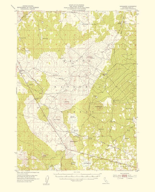 Hackamore California Quad - USGS 1954 Poster Print by USGS USGS # CAHA0004