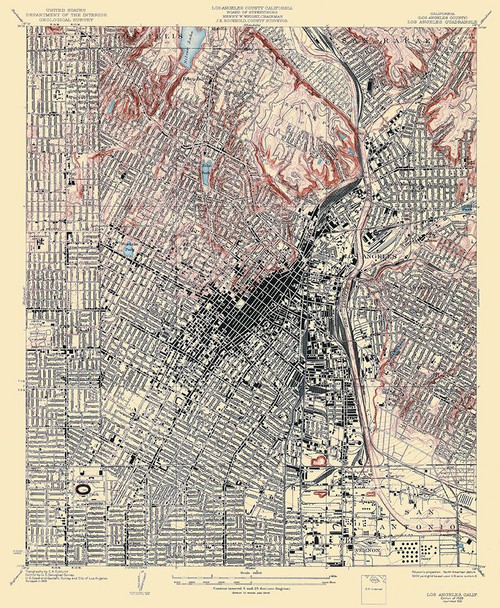 Los Angeles California Quad - USGS 1928 Poster Print by USGS USGS # CALO0009