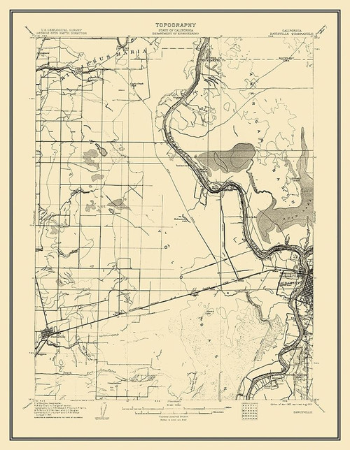 Davisville California Quad - USGS 1907 Poster Print by USGS USGS # CADA0001