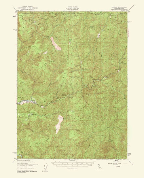 Gasquet California Oregon Quad - USGS 1951 Poster Print by USGS USGS # CAGA0002