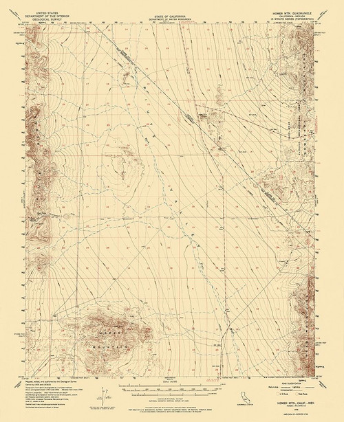 Homer Mt California, Nevada Quad - USGS 1956 Poster Print by USGS USGS # CAHO0002