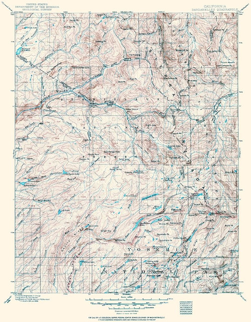 Dardanelles California Quad - USGS 1896 Poster Print by USGS USGS # CADA0002