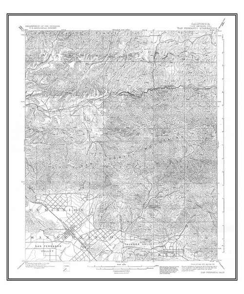 San Fernando California Quad - USGS 1900 Poster Print by USGS USGS # CAFE0001