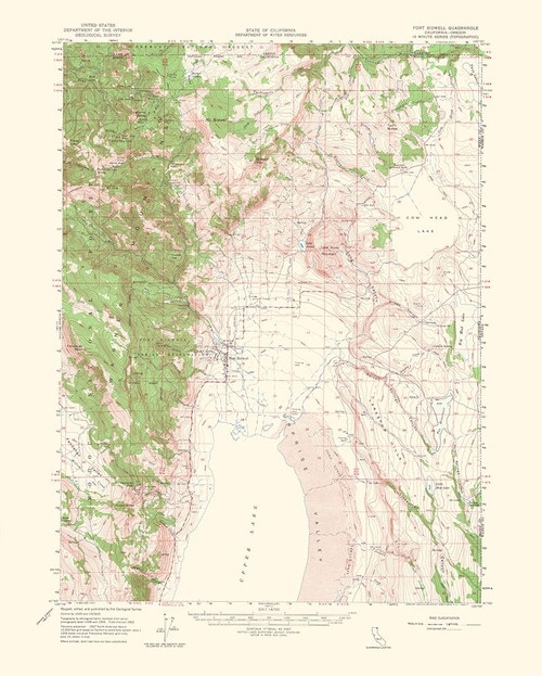 Fort Bidwell California Oregon Quad - USGS 1964 Poster Print by USGS USGS # CAFO0002