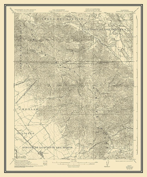 Gonzales California Quad - USGS 1921 Poster Print by USGS USGS # CAGO0002