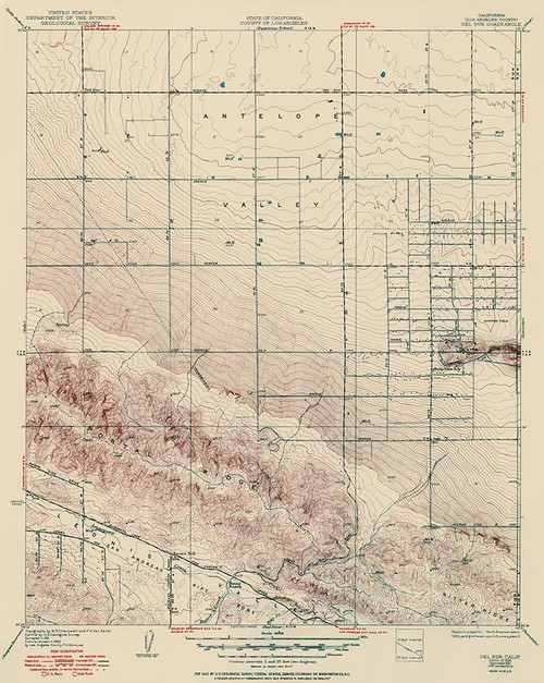 Del Sur California Quad - USGS 1937 Poster Print by USGS USGS # CADE0002