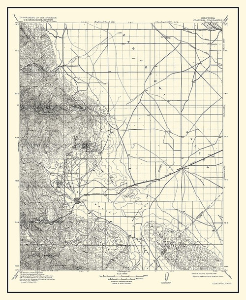 Coalinga California Quad - USGS 1912 Poster Print by USGS USGS # CACO0012