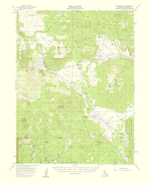 Harvey Mountain California Quad - USGS 1961 Poster Print by USGS USGS # CAHA0008