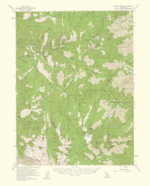 Coffee Creek California Quad - USGS 1960 Poster Print by USGS USGS # CACO0016