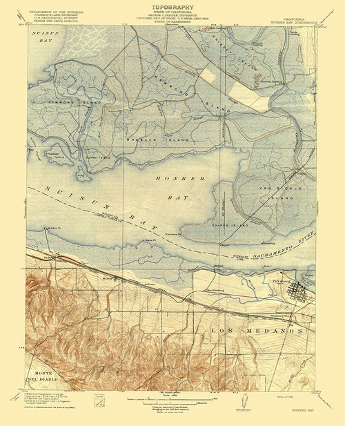 Honker Bay California Quad - USGS 1918 Poster Print by USGS USGS # CAHO0004