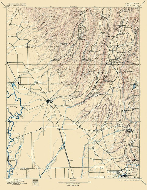 Chico California Sheet - USGS 1895 Poster Print by USGS USGS # CACH0003