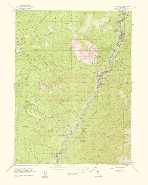 Dunsmuir California Quad - USGS 1960 Poster Print by USGS USGS # CADU0003