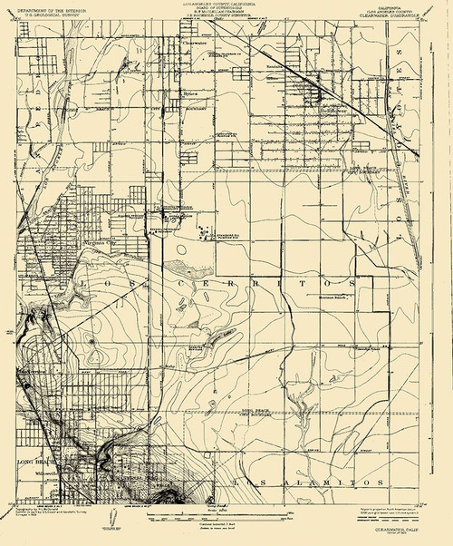 Clearwater California Quad - USGS 1925 Poster Print by USGS USGS # CACL0002