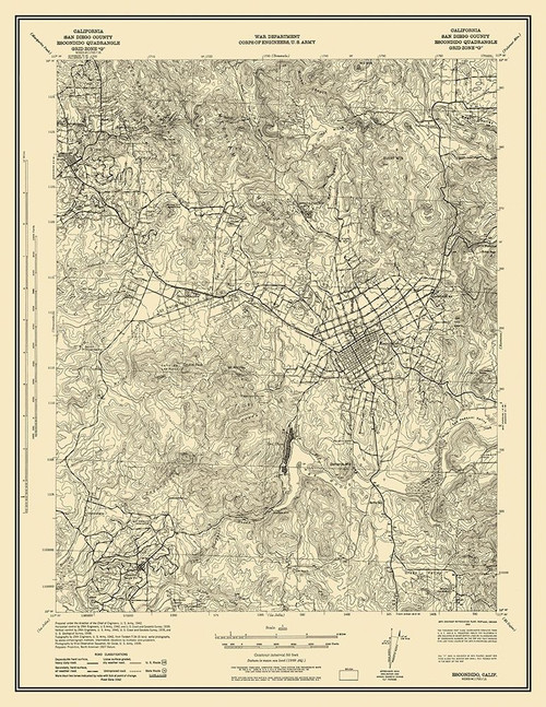 Escondido California Quad - USGS 1942 Poster Print by USGS USGS # CAES0002