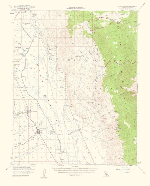Independence California Quad - USGS 1962 Poster Print by USGS USGS # CAIN0005