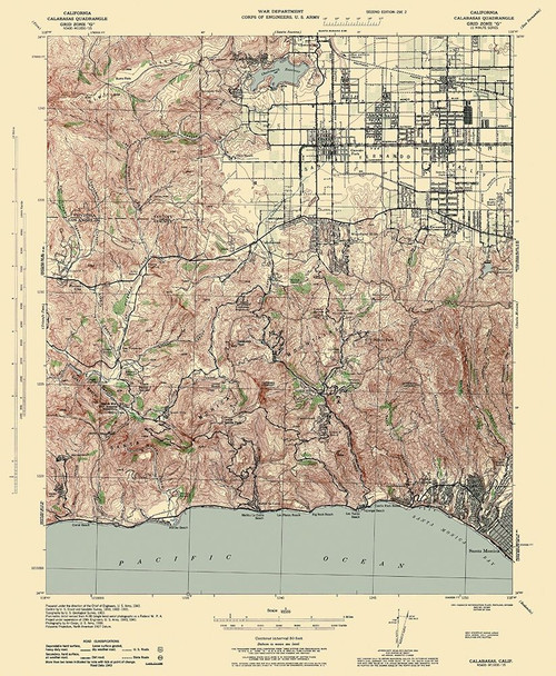 Calabasas California Quad - USGS 1944 Poster Print by USGS USGS # CACA0002