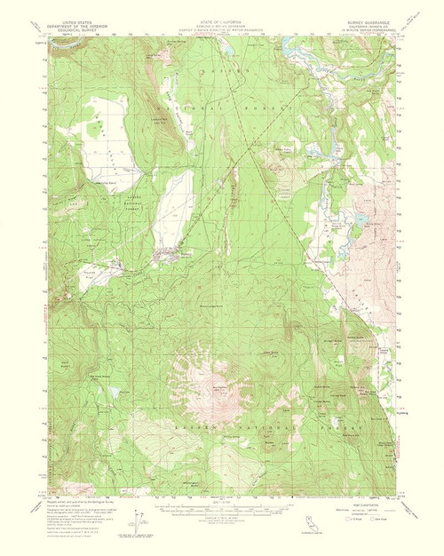 Burney California Quad - USGS 1964 Poster Print by USGS USGS # CABU0005