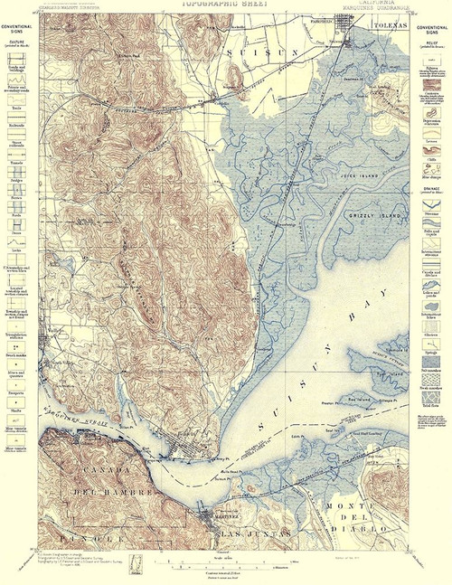 Carquinez Straight California Quad - USGS 1898 Poster Print by USGS USGS # CACA0006